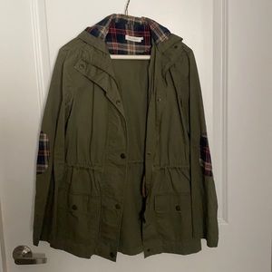 Boutique Blu Pepper Army Jacket with plaid accents